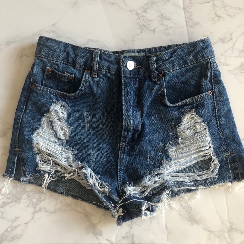 Topshop Moto Mom Denim Shorts